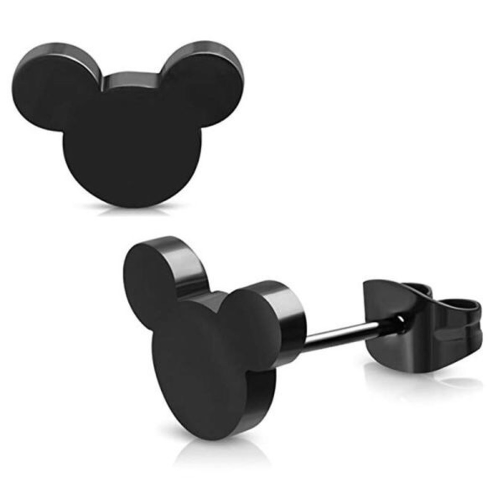 Mickey Mouse black stainless steel earrings